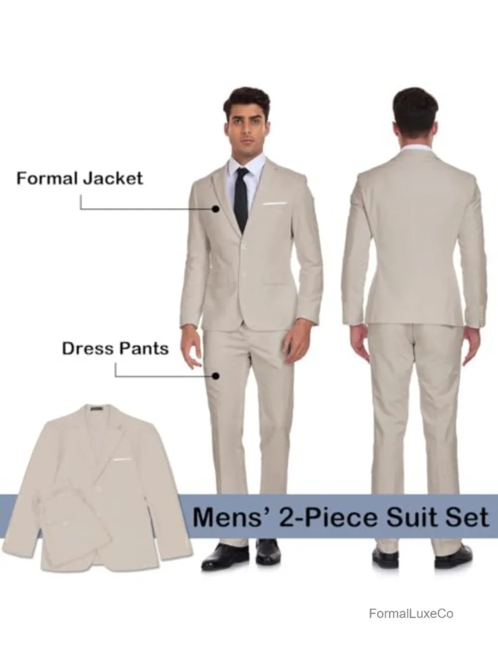 Men's Slim Fit 2-Piece Tuxedo Suit Set Jacket & Pants Prom Business Wedding